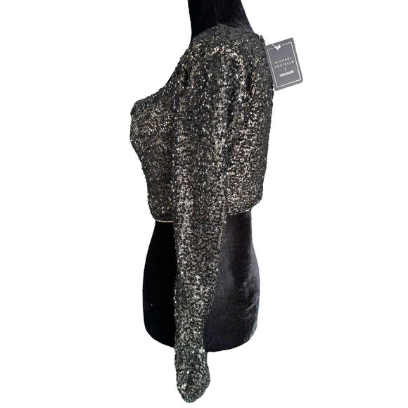 Michael Costello X Revolve Nadiya Top In Black Sequins Party Sexy Sz Small - Picture 5 of 12